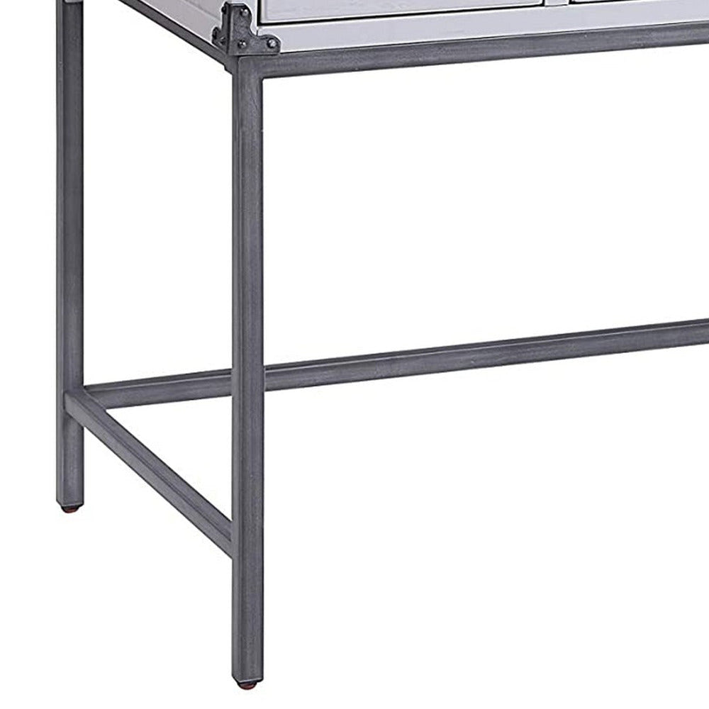 Logan Desk | 5 Drawer with Hutch | Ring Pull Handles | Gray BM230138