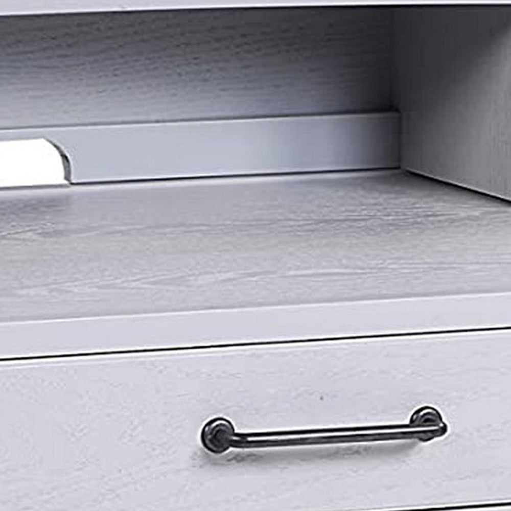 Logan Desk | 5 Drawer with Hutch | Ring Pull Handles | Gray BM230138