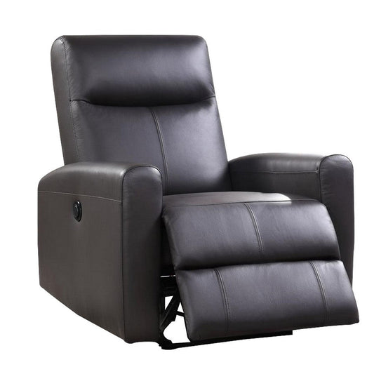 Leatherette Power Recliner with Tufted Back, Brown By Casagear Home