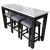 4 Piece Marble Top Table and Stool Set, White and Brown
