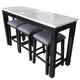 4 Piece Marble Top Table and Stool Set, White and Brown