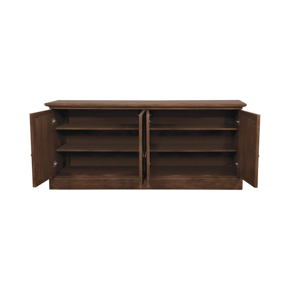 Traditional Wooden Buffet with Textured 2 Double Door Cabinet Brown BM230292