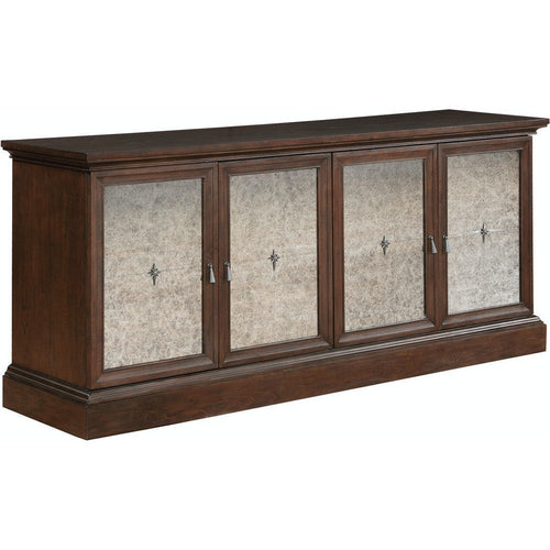 Traditional Wooden Buffet with Textured 2 Double Door Cabinet, Brown