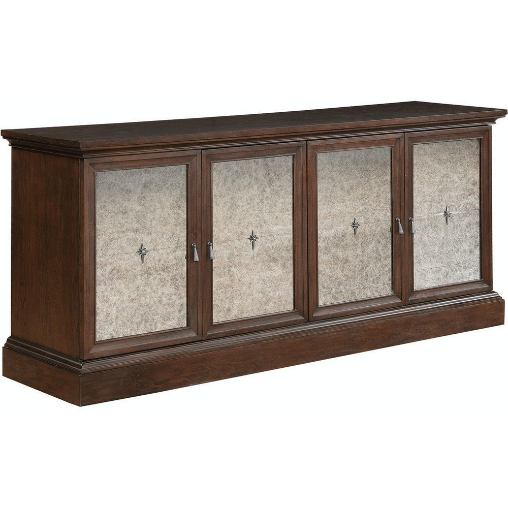 Traditional Wooden Buffet with Textured 2 Double Door Cabinet, Brown