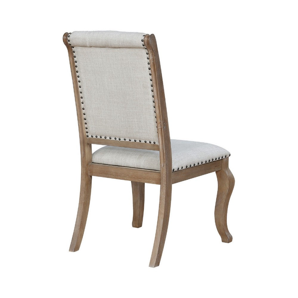 Lucia Side Chair Set | Tufted Back | Cabriole Legs | Brown & Cream