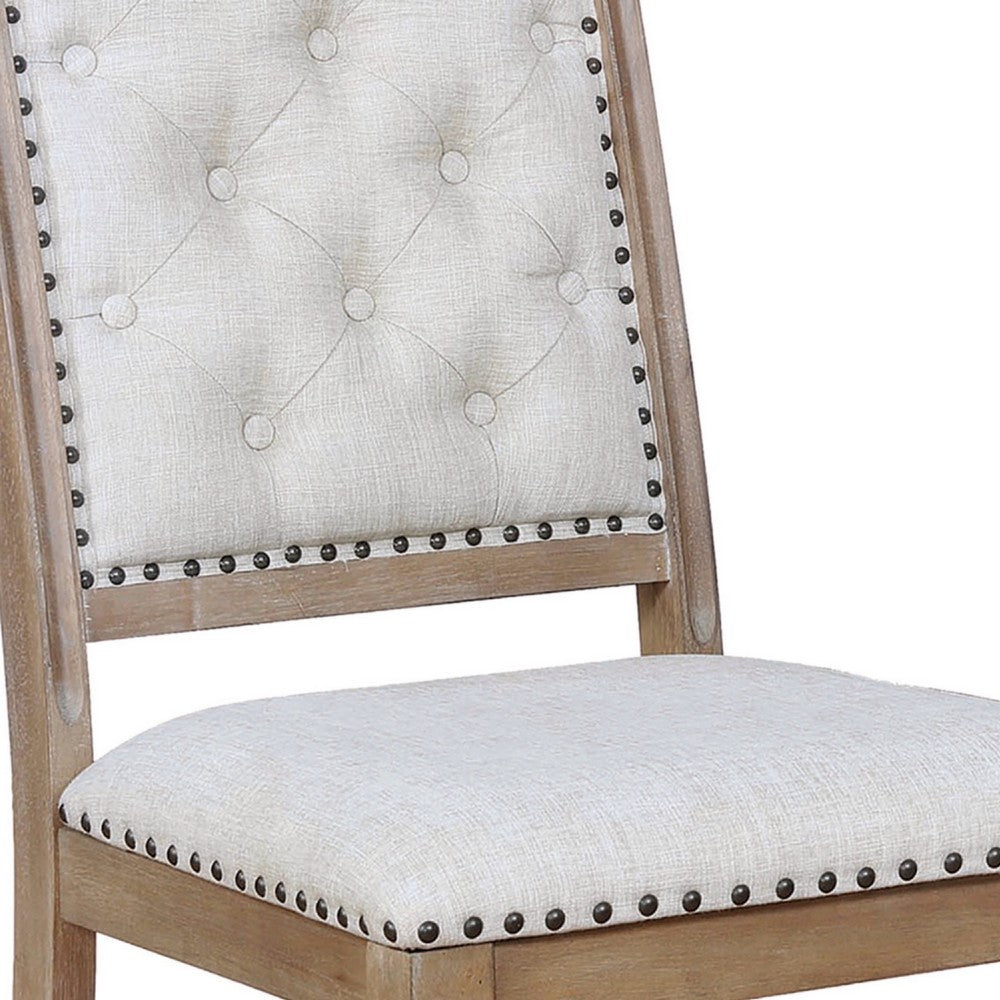 Lucia Side Chair Set | Tufted Back | Cabriole Legs | Brown & Cream