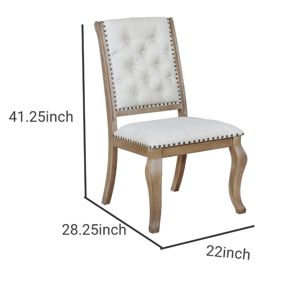 Lucia Side Chair Set | Tufted Back | Cabriole Legs | Brown & Cream