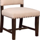 Nailhead Trim Fabric Side Chair with High Back Set of 2 Beige BM230297