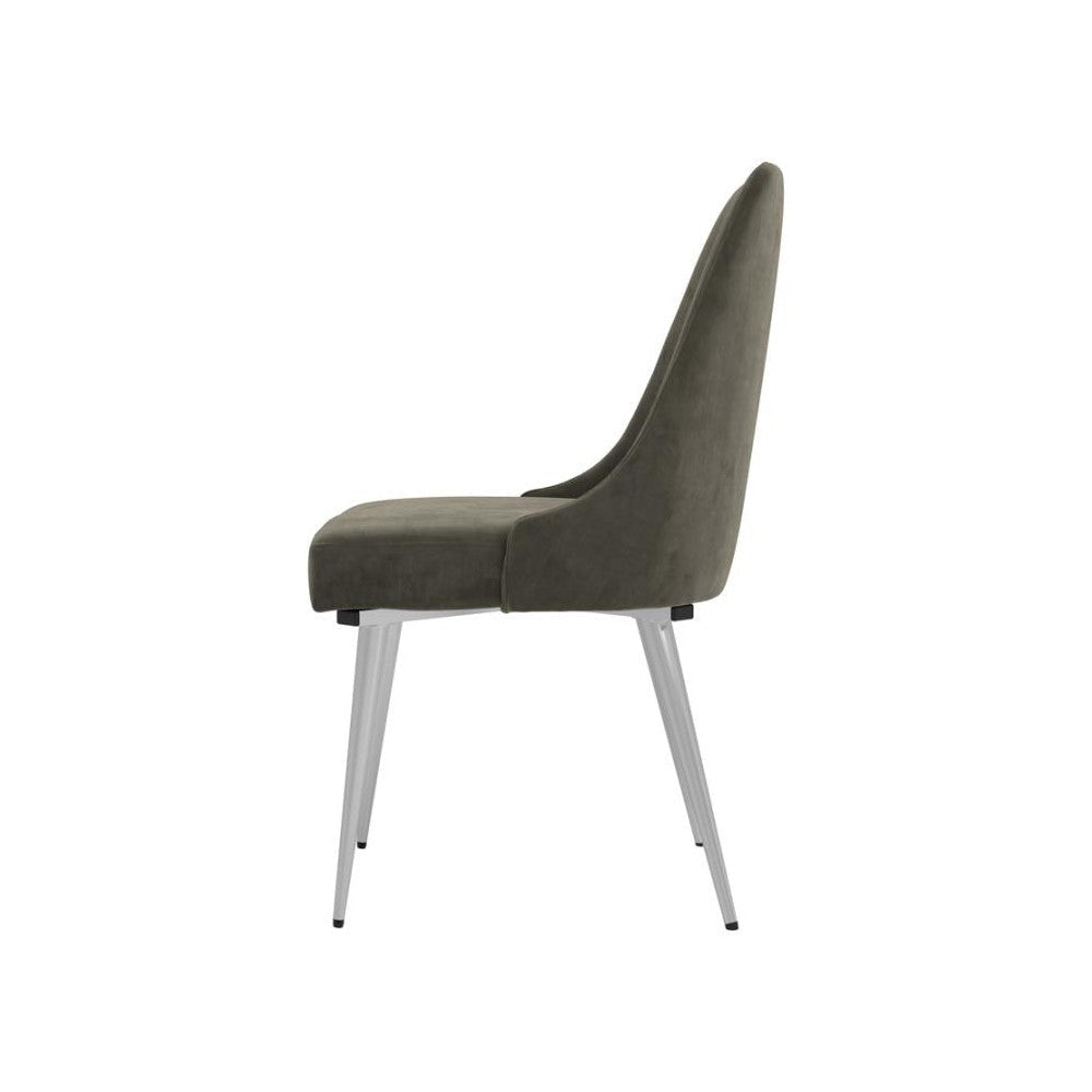 Padded Side Chair with Angular Legs Set of 2 Chrome and Gray BM230322