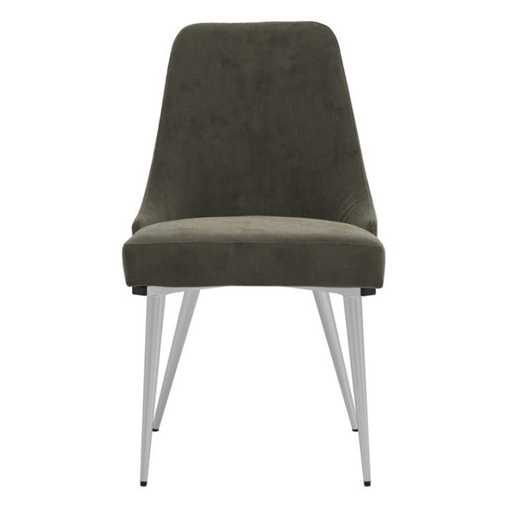 Padded Side Chair with Angular Legs Set of 2 Chrome and Gray BM230322