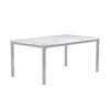 Lyra Dining Table | Faux Marble Top | Straight Metal Legs | Gray & White