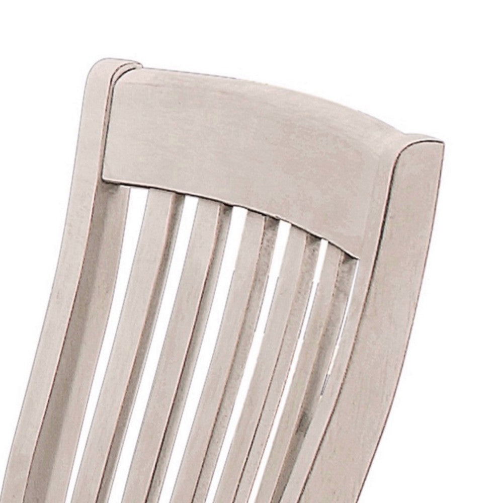 Wooden Counter Height Chair with Slatted Back Set of 2 Antique White BM230354
