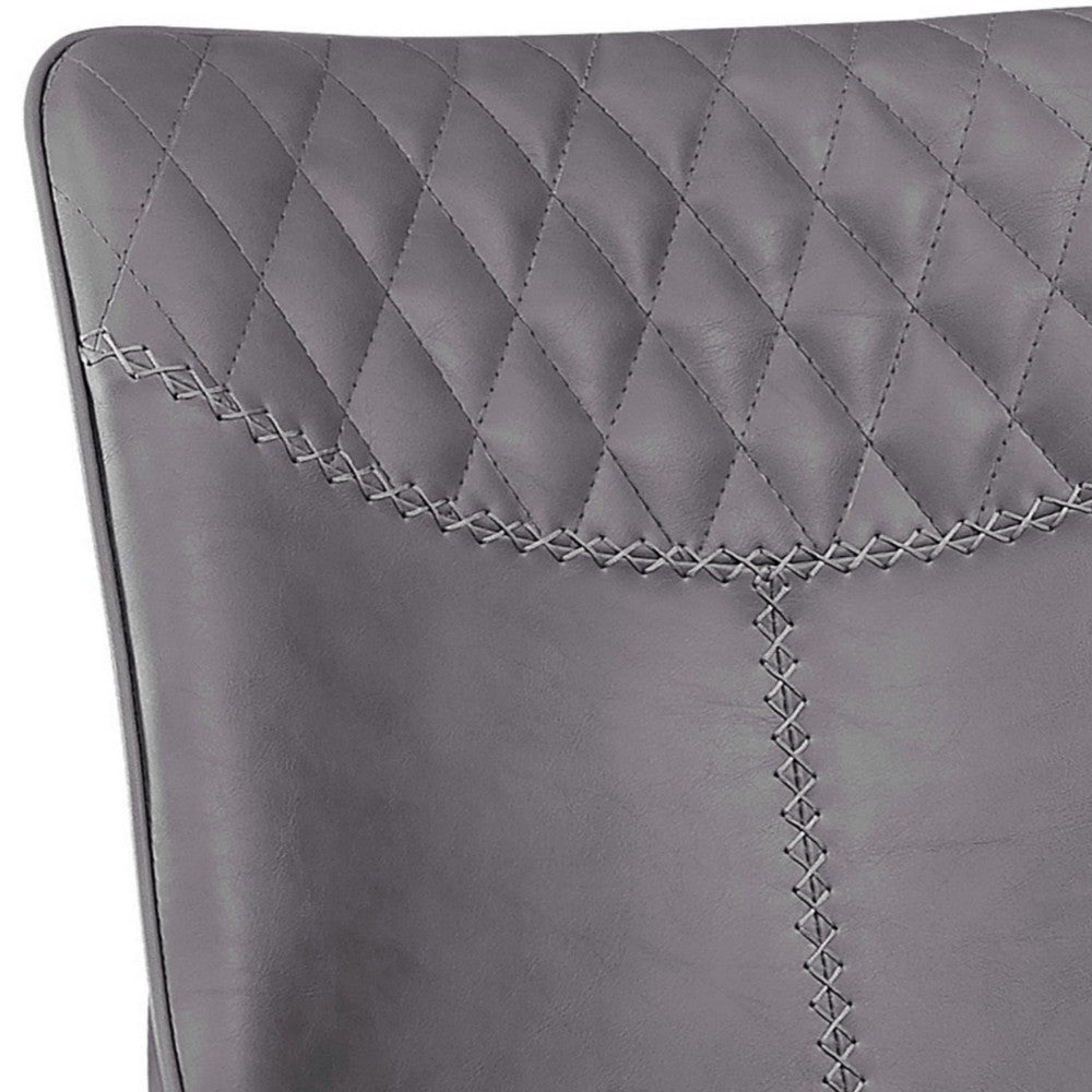 Leatherette Dining Chair with Diamond Pattern Stitching Set of 2 Gray BM230356