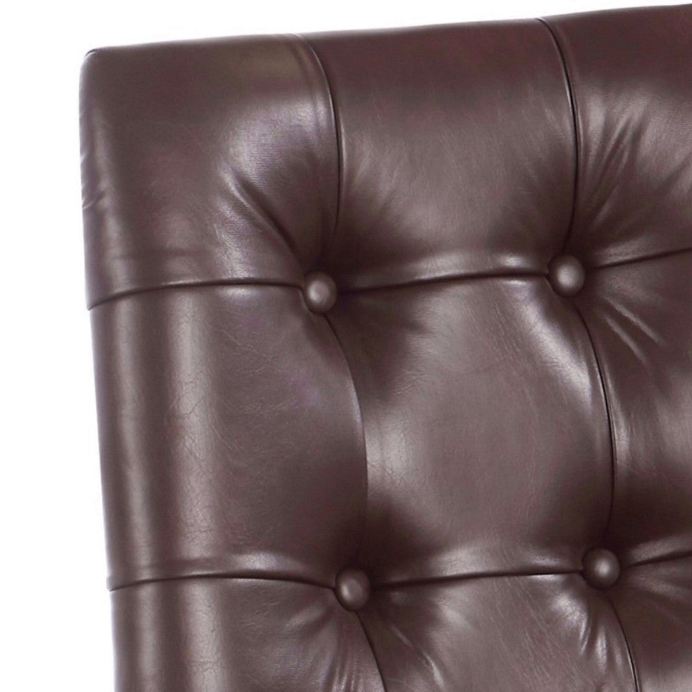 Button Tufted Fabric Counter Stool with Bucket Seating Set of 2 Brown BM230359