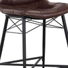 Button Tufted Fabric Counter Stool with Bucket Seating Set of 2 Brown BM230359