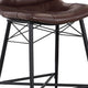 Button Tufted Fabric Counter Stool with Bucket Seating Set of 2 Brown BM230359