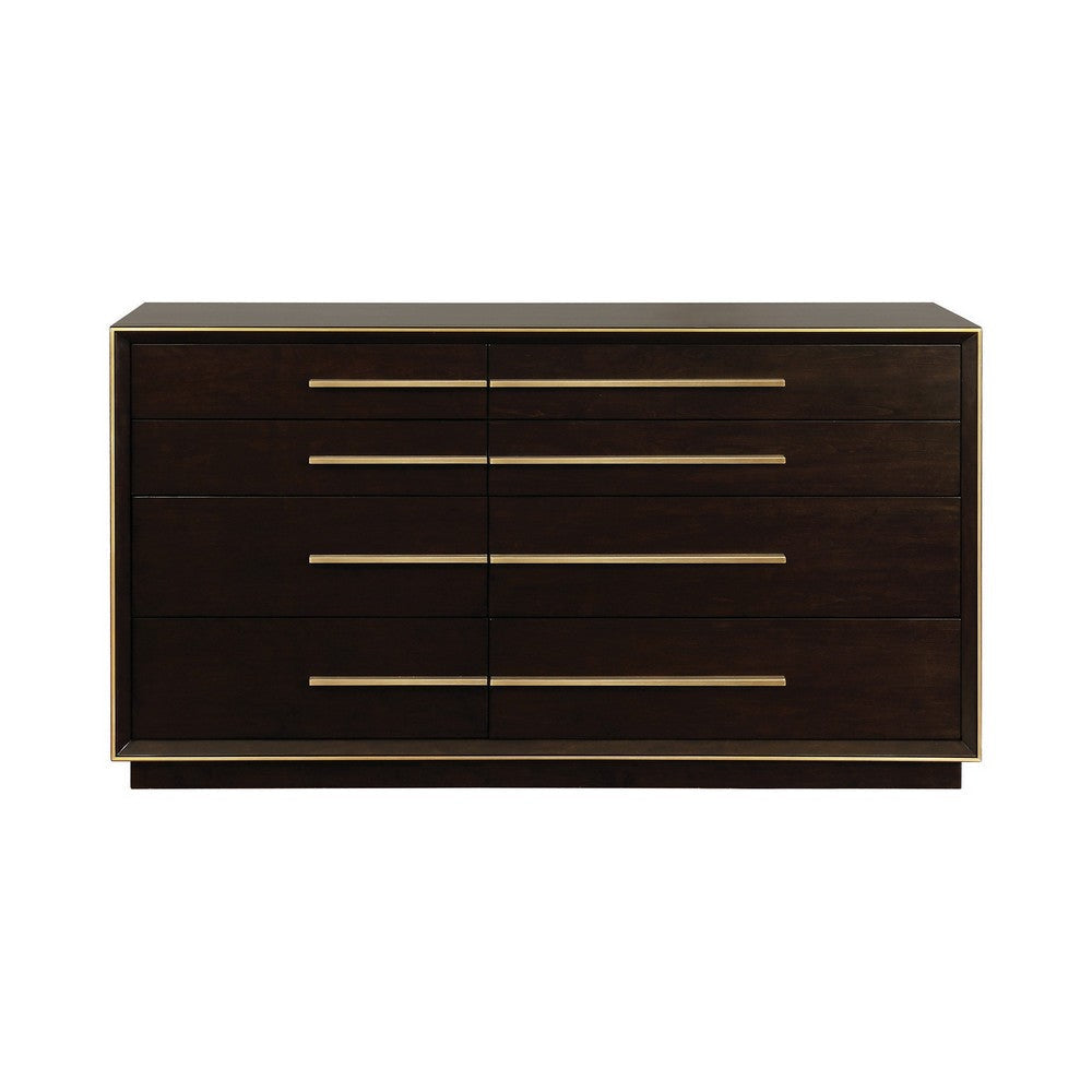 70 Inch 8 Drawer Wood Dresser with Bar Pulls Brown BM230383