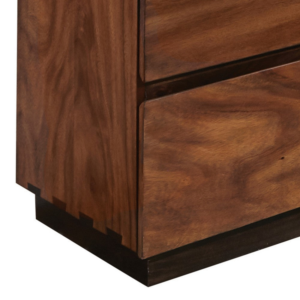 64 Inch 6 Drawer Wood Dresser with Fingertip Pulls Brown BM230391