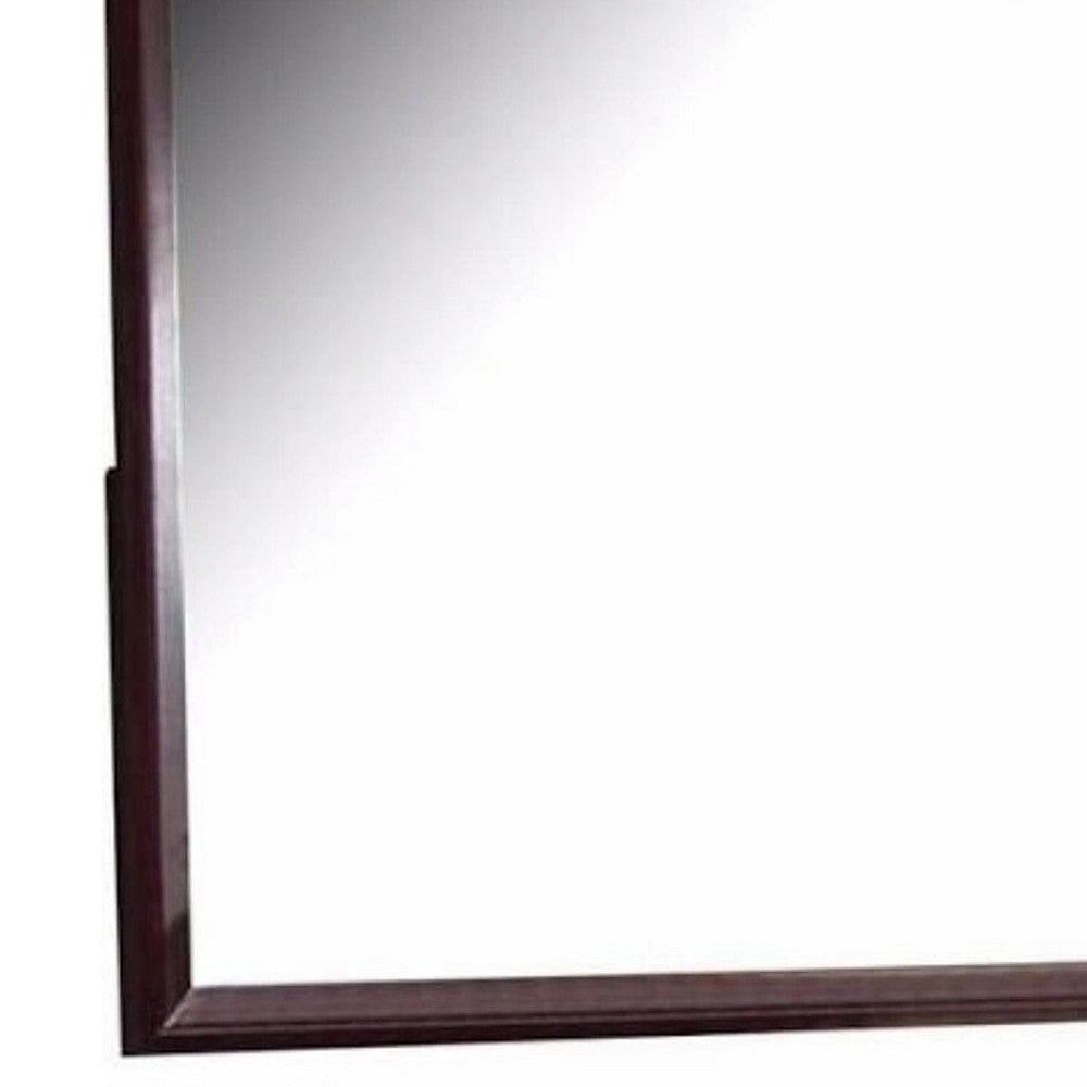 45 Inch Rectangular Wood Frame Mirror Dark Brown By Casagear Home BM230414