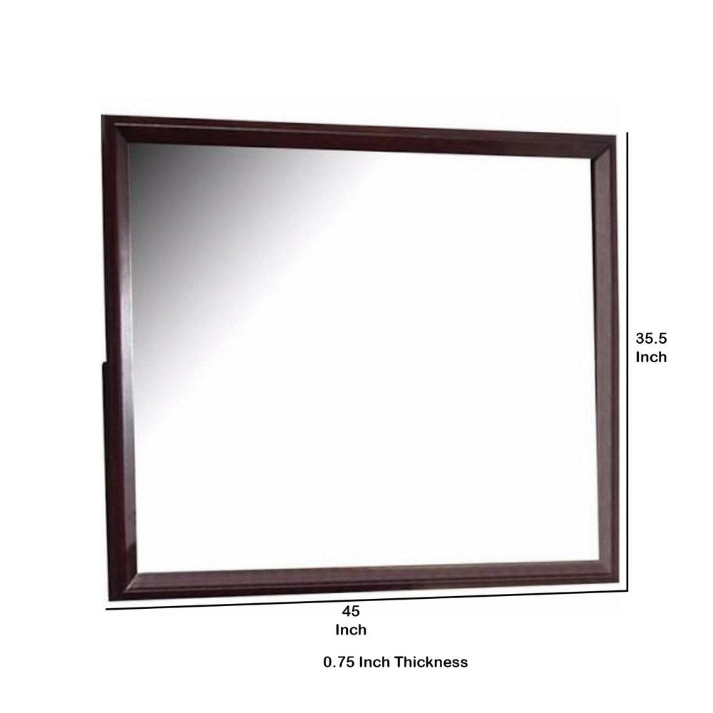 45 Inch Rectangular Wood Frame Mirror Dark Brown By Casagear Home BM230414