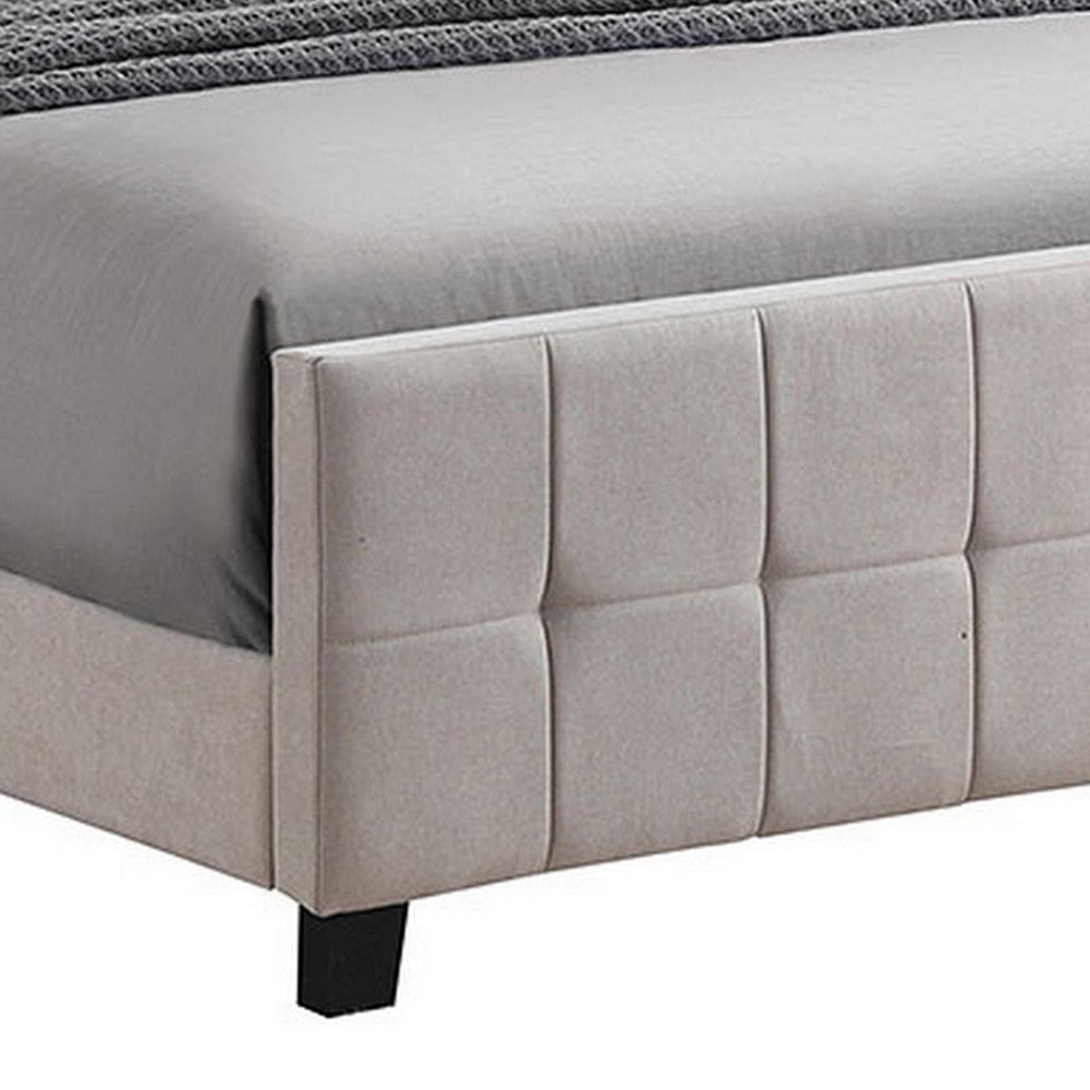 Grid Tufted Fabric Upholstered Queen Bed Beige BM230420