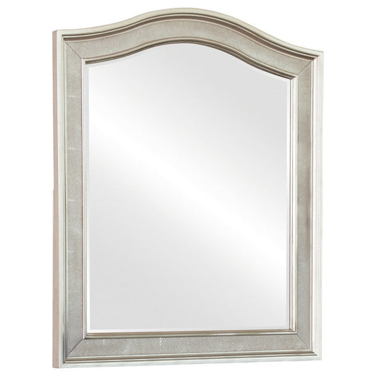 36 Inch Wooden Frame Arched Vanity Mirror, Silver By Casagear Home