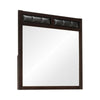 Rectangular Wooden Frame Mirror with Leatherette Panels, Brown