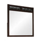 Rectangular Wooden Frame Mirror with Leatherette Panels, Brown