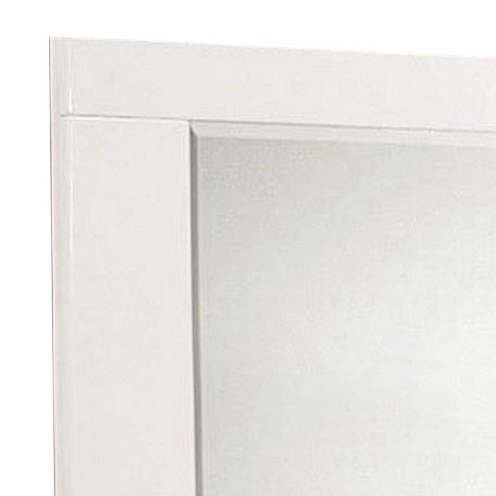 Rectangular Wooden Frame Mirror with Mounting Hardware, White
