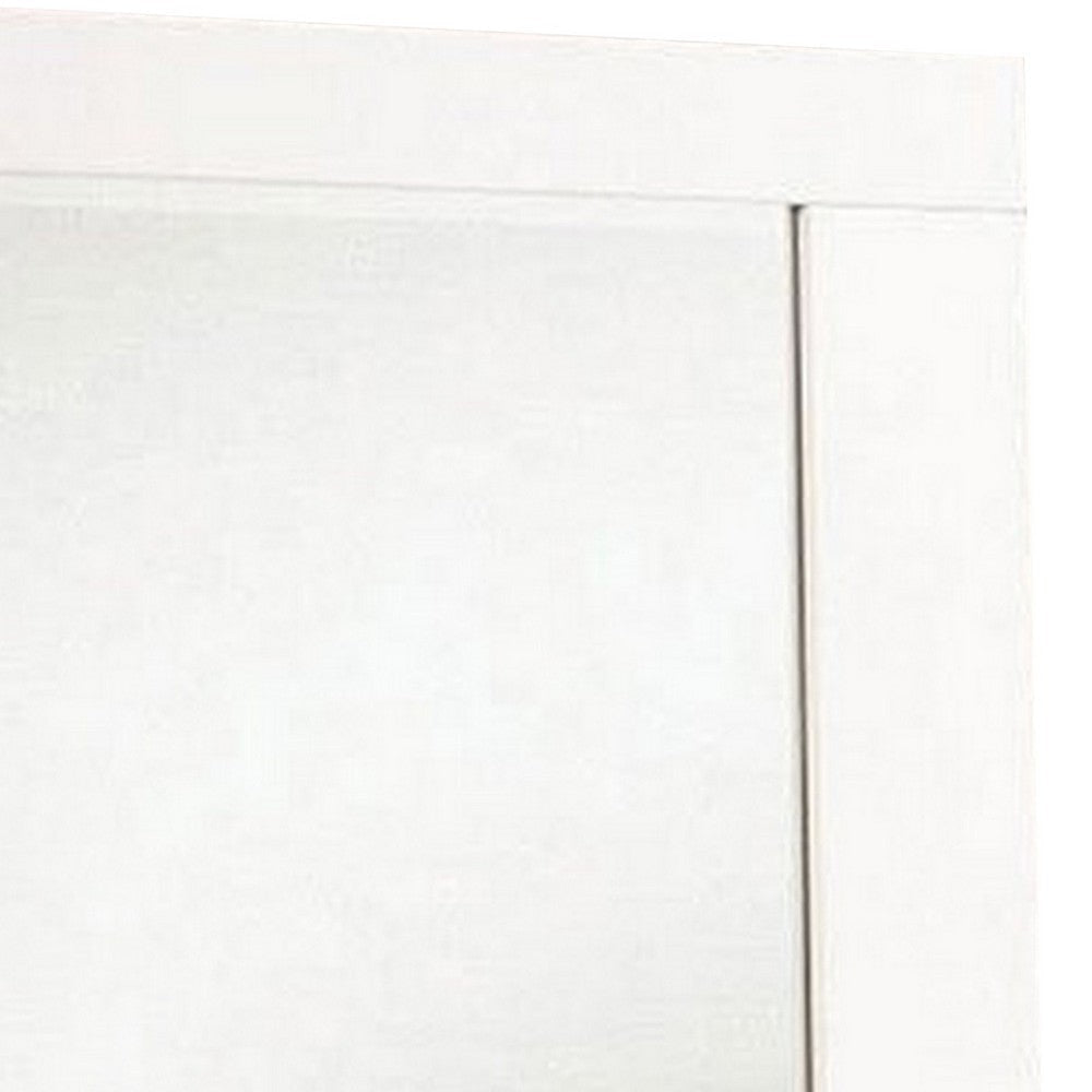 Rectangular Wooden Frame Mirror with Mounting Hardware White BM230509