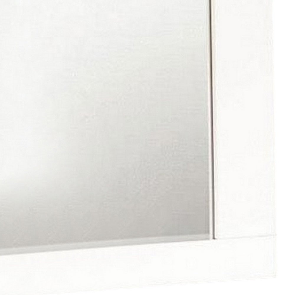 Rectangular Wooden Frame Mirror with Mounting Hardware, White