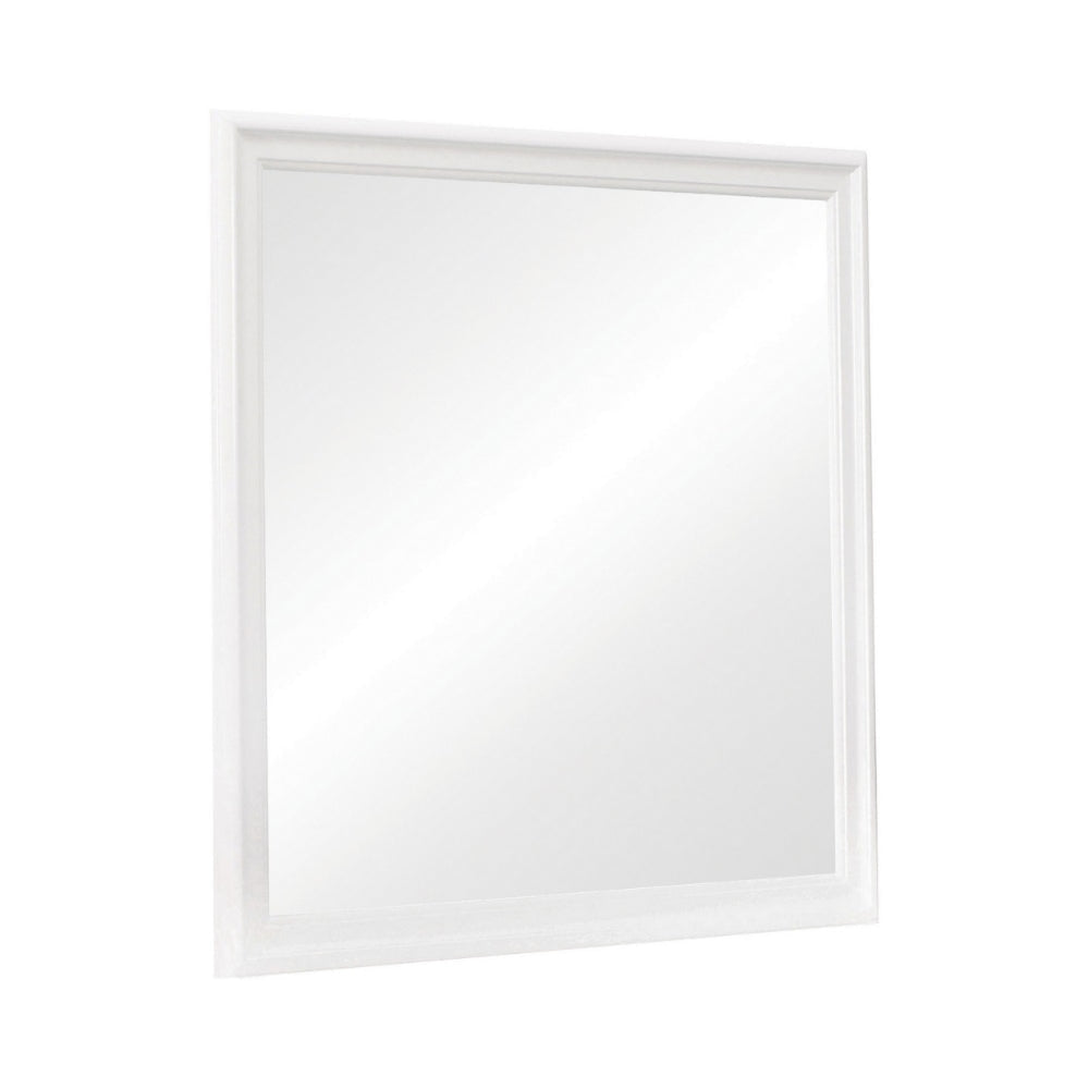 Molded Wooden Frame Mirror with Mounting Hardware White By Casagear Home BM230514