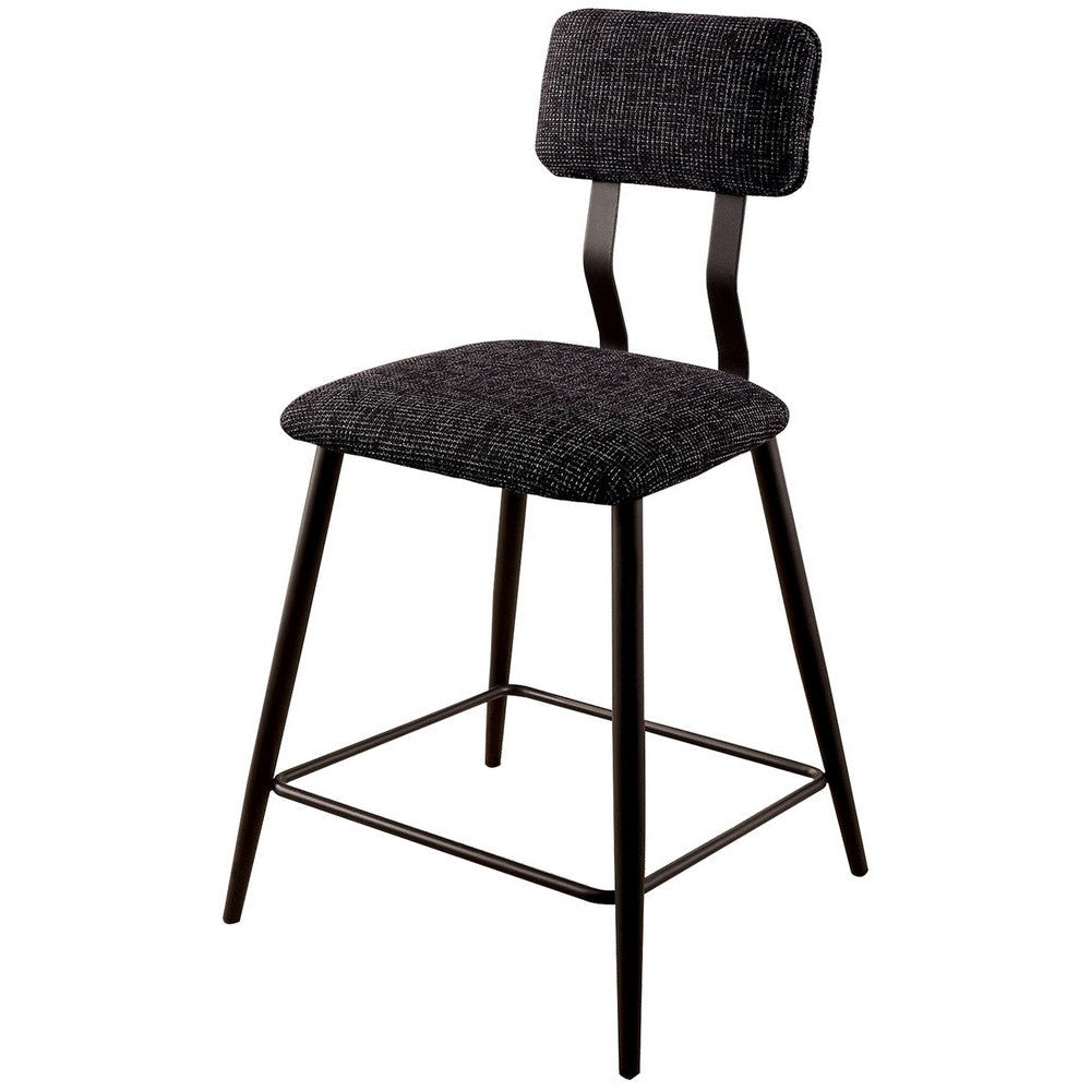 Fabric Counter Height Chairs with Angled Metal Legs Set of 2 Black BM230600