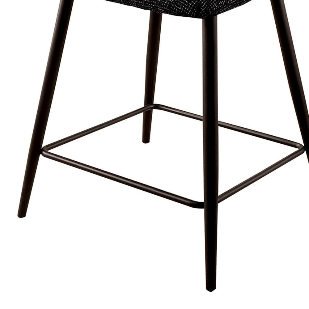 Fabric Counter Height Chairs with Angled Metal Legs Set of 2 Black BM230600