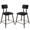 Fabric Counter Height Chairs with Angled Metal Legs, Set of 2, Black