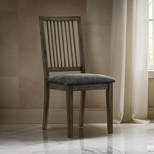 Luna Side Chair Set | Curved Slatted Back | Brown Wood