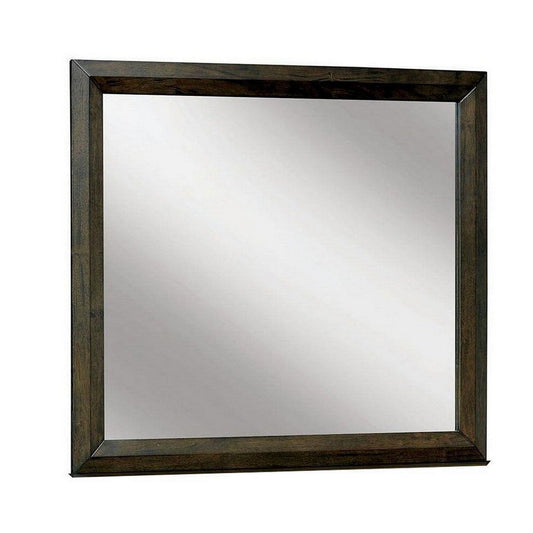 Rectangular Wooden Frame Mirror with Dual Tone Look, Brown