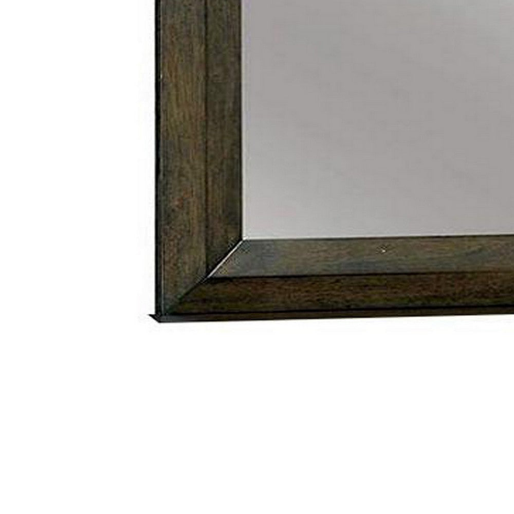 Rectangular Wooden Frame Mirror with Dual Tone Look Brown BM230614