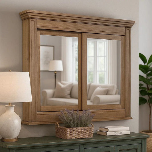 5 MM Beveled Cabinet Mirror with Storage, Brown