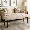 Alden Bench | 20" | Button Tufted Wood Frame | Black & Beige
