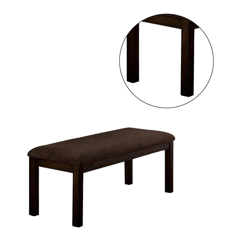 18 Inch Padded Bench with Wooden Frame Brown BM230635