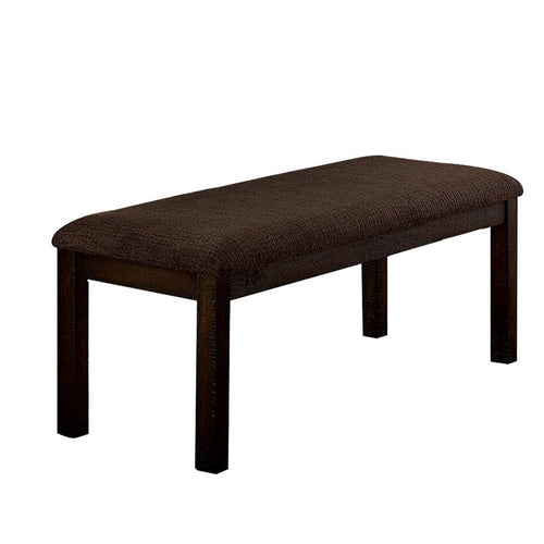 18 Inch Padded Bench with Wooden Frame, Brown
