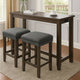 Luna 3 Piece Counter Height Table Dining Set  | Stools Included | Gray