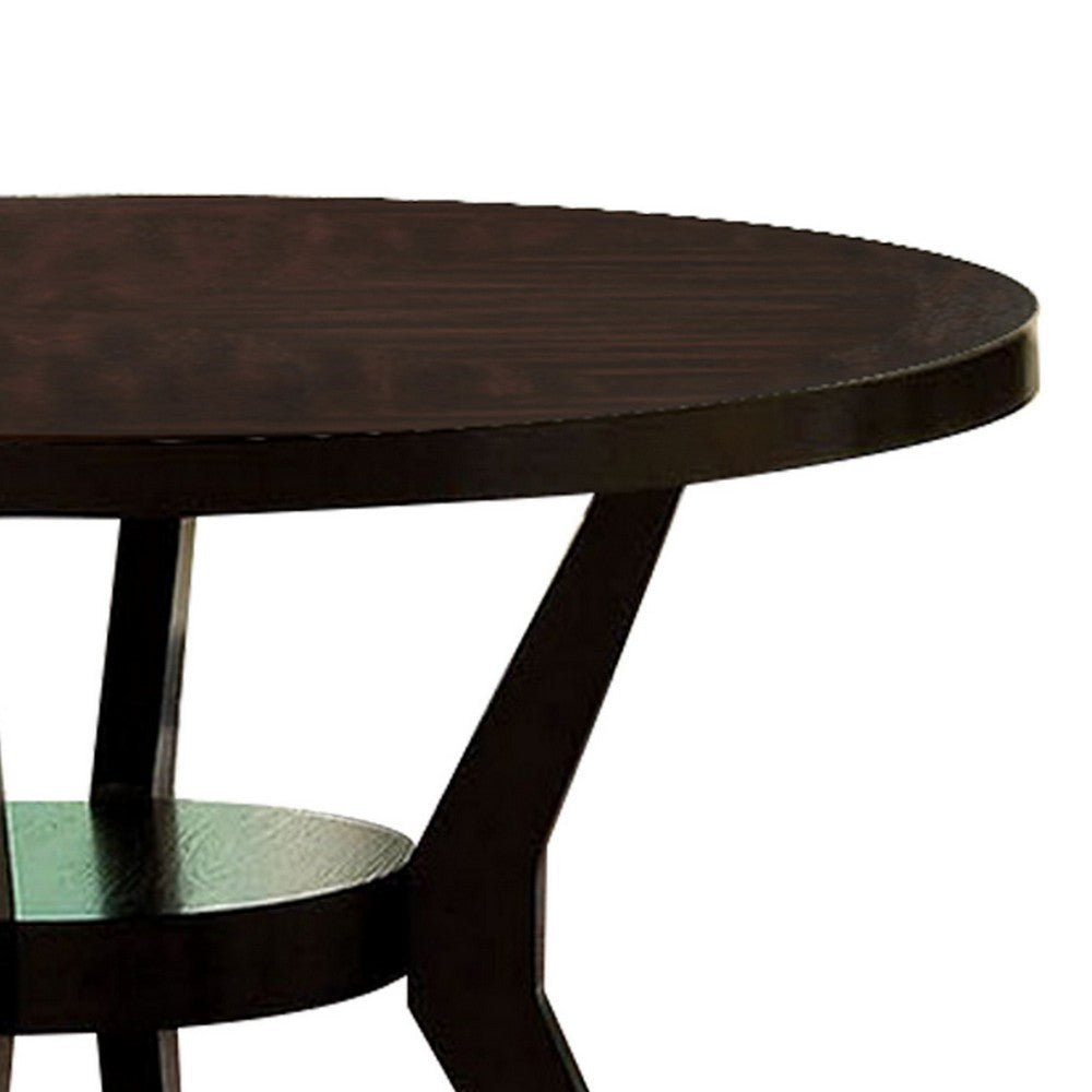 48’’ Modern Round Dining Table with Bottom Shelf Brown By Casagear Home BM230639