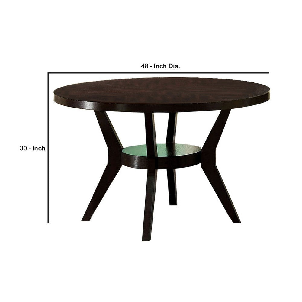 Jude Dining Table | 48’’ Round | Modern Style | Bottom Shelf | Brown BM230639