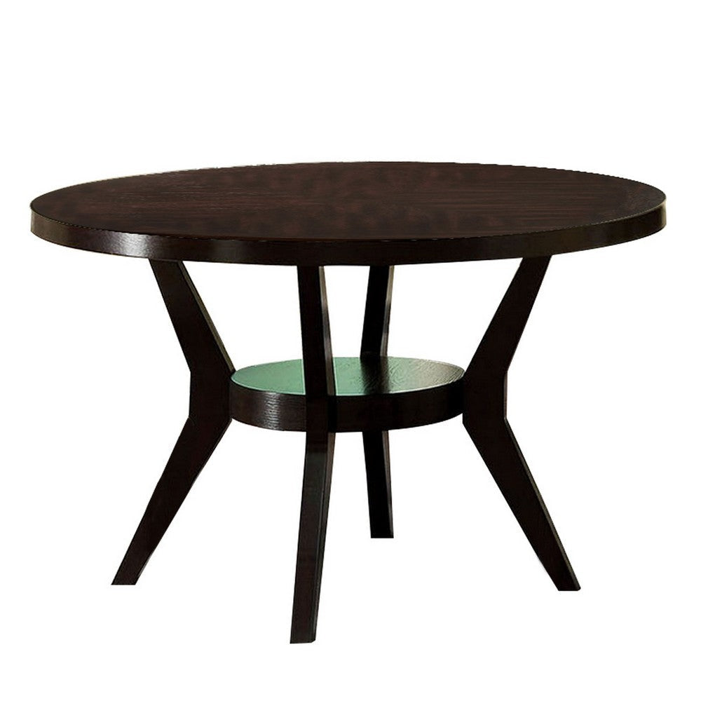 Jude Dining Table | 48’’ Round | Modern Style | Bottom Shelf | Brown BM230639