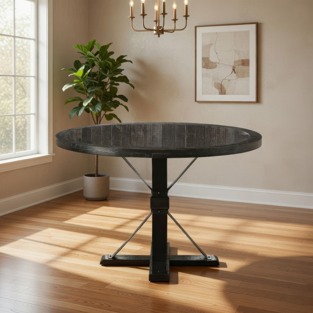 Jude Dining Table | Round Top | Pedestal Base | Antique Black