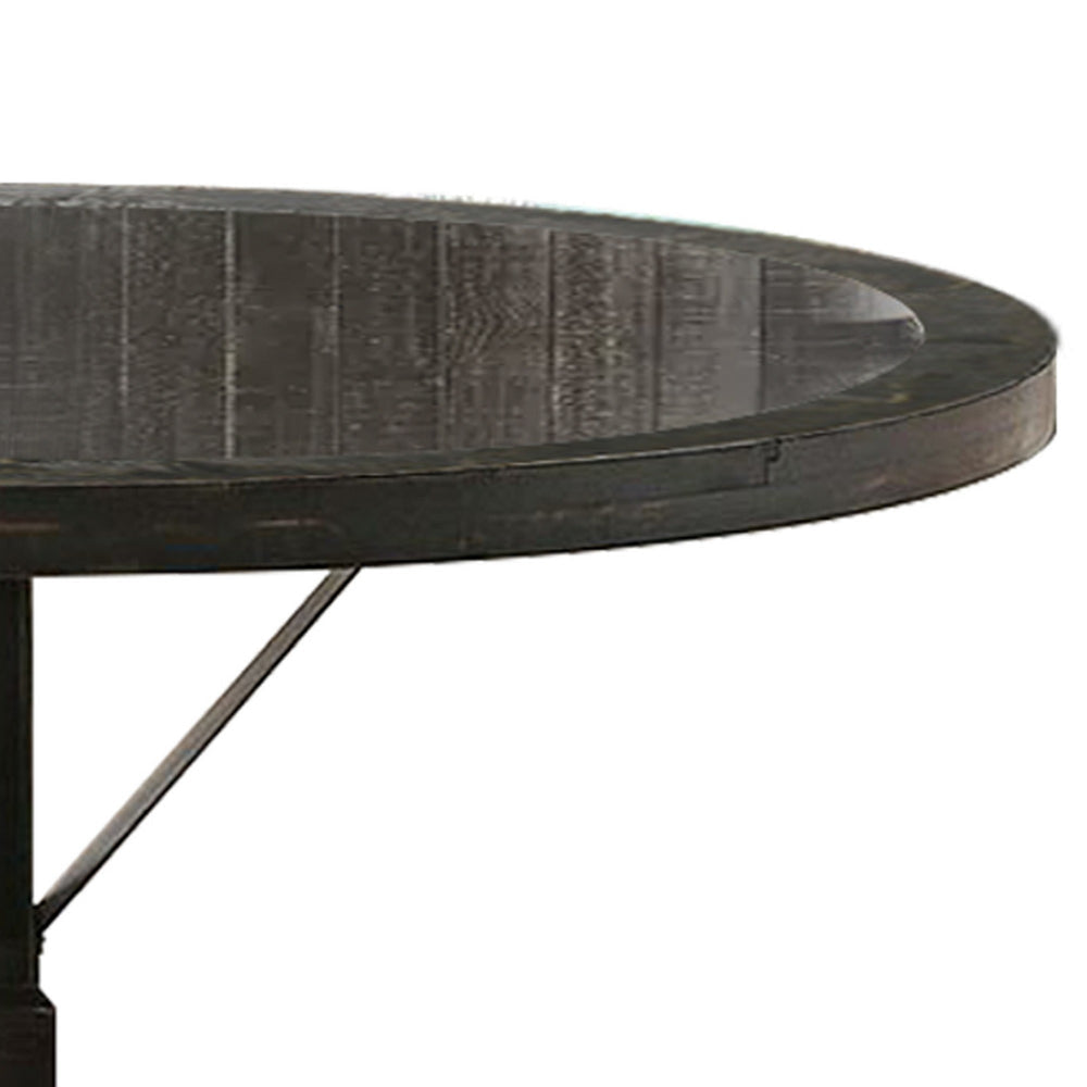 Round Dining Table with Pedestal Base Antique Black By Casagear Home BM230640