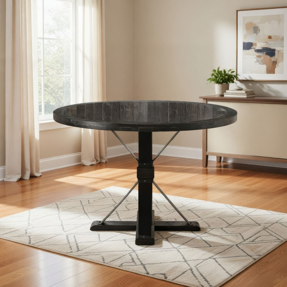 Jude Dining Table | Round Top | Pedestal Base | Antique Black