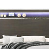 Wooden Eastern King Bed with LED Storage Shelf Gray BM230684